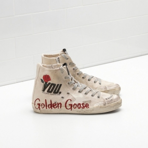 Golden Goose Francy Sneakers Handwritten Detail Star In Leather White Men
